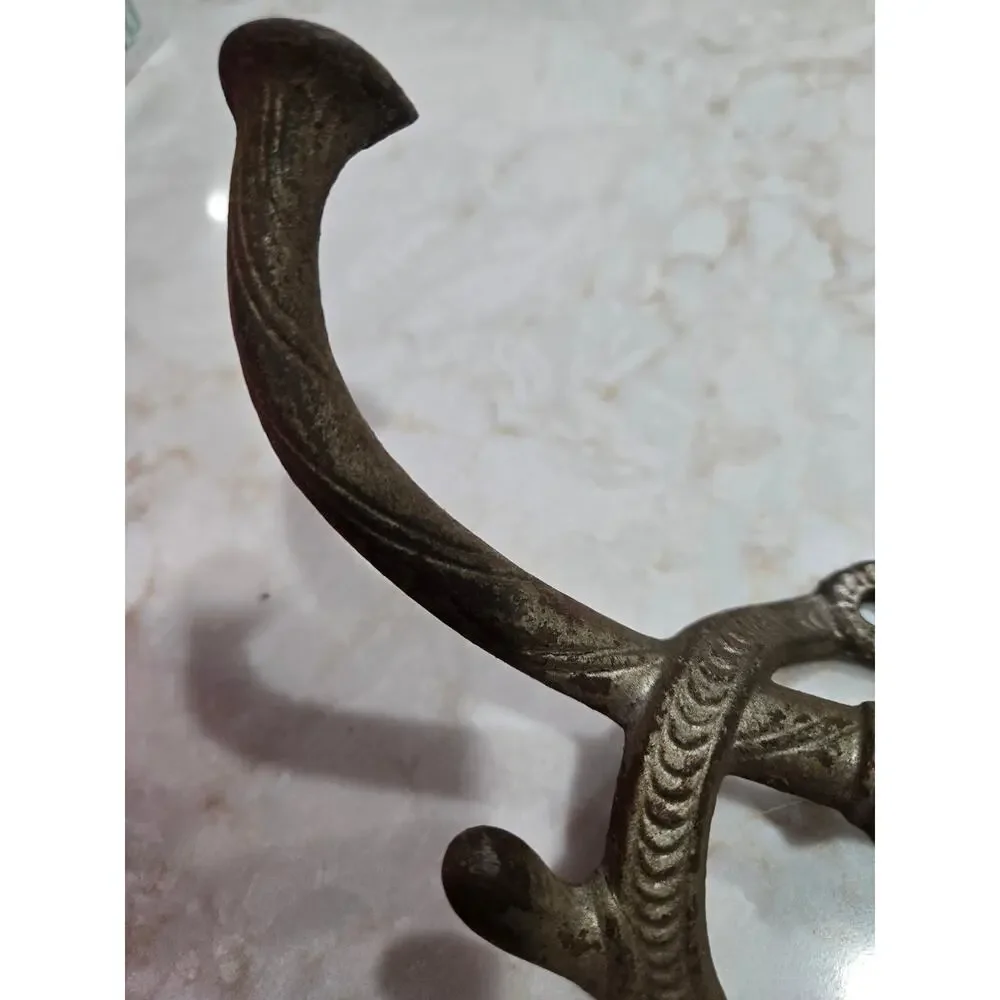 Antique Wall Mounted Cast Iron Dual Coat Hook & Hat Hall Tree Hanger Victorian